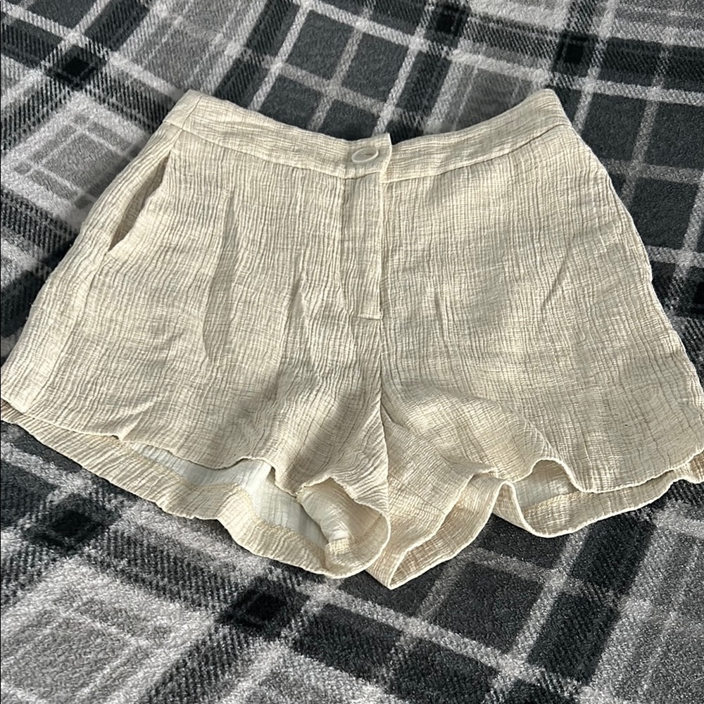Zara High Waist Cream Shorts